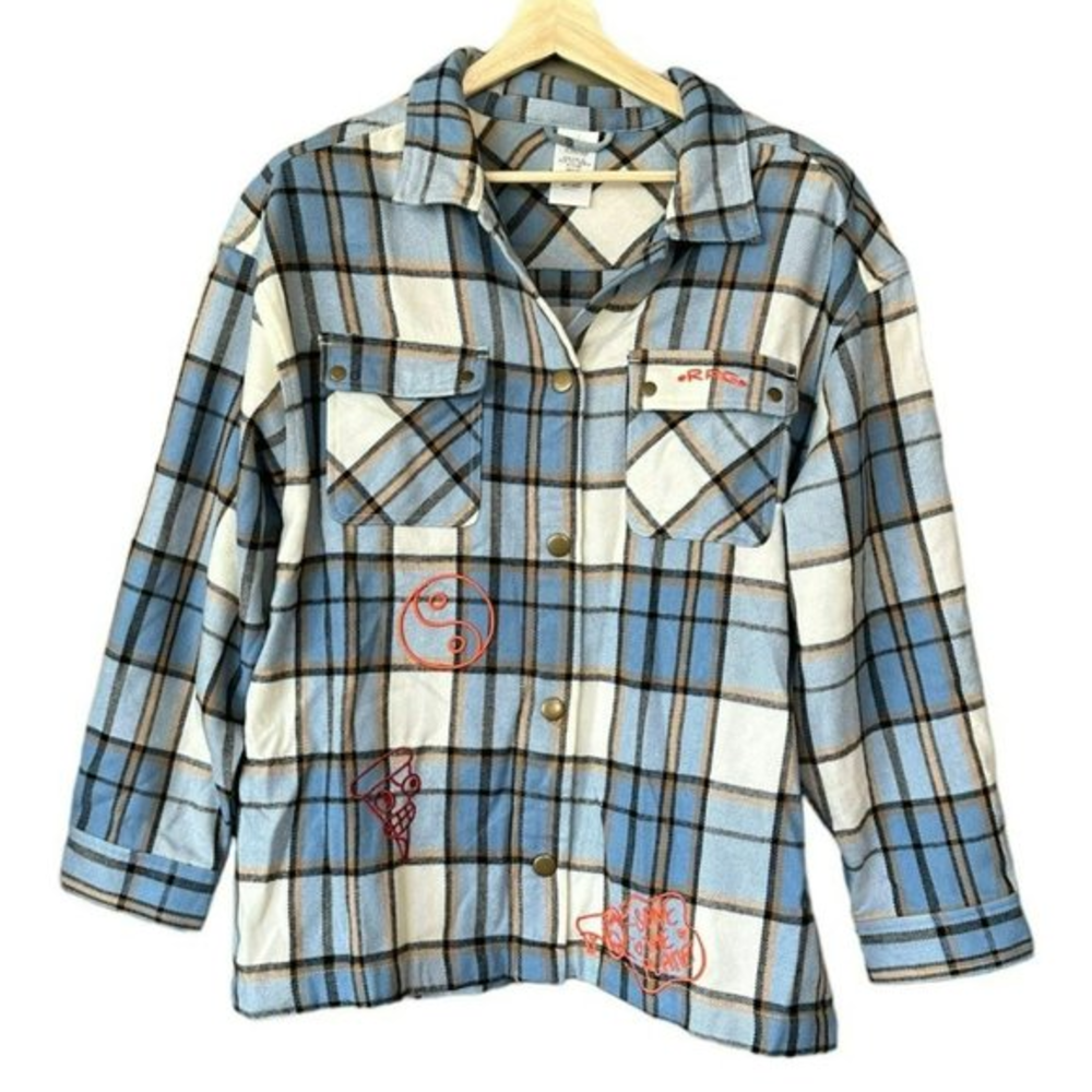 Disney Pandamonium Flannel Snap Up Shirt Jacket Womens L‎